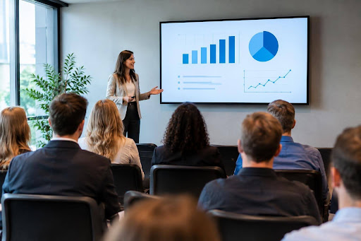 De rol van beeldschermen bij zakelijke presentaties en bijeenkomsten
